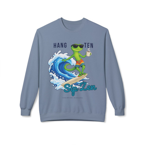 Bert Surfboard Crewneck Sweatshirt | Surf Gecko Coffee Fleece | Florida Brew Crew Gift