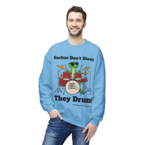 Geckos Don't Sleep They Drum Fleece Crewneck Sweatshirt