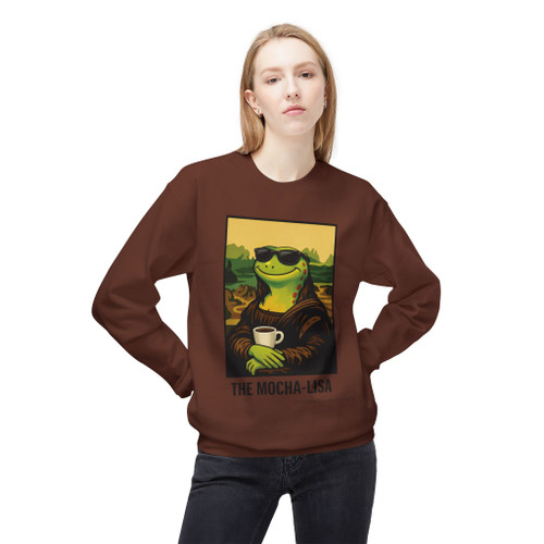 The Mocha-Lisa Funny Coffee Crewneck | Art Parody Sweatshirt | Coffee Lover Gift