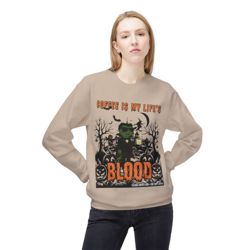 Coffee Is My Lifes Blood Halloween Crewneck | Vampire Coffee Sweatshirt | Funny Halloween Gift