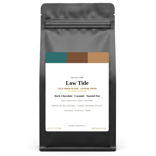 Low Tide — 12 oz bag of whole-bean cold brew coffee from Coo Coo’s Coffee
