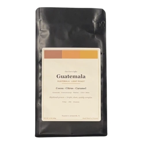 Guatemala Huehuetenango — 12 oz bag of whole-bean light roast coffee from Coo Coo’s Coffee
