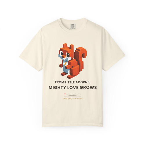 Mighty Love Grows Tribute Tee - Ivory $5.00 donation to childhood cancer. Flat lay