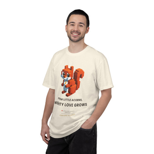 Mighty Love Grows Tribute Tee Ivory $5.00 donation to childhood cancer. Male Model