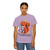 It Deserves Action t-shirt – Childhood cancer awareness tee with Lego squirrel tribute design by Coo Coo’s Coffee, orchid female model
