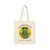 Canvas tote bag featuring Coo Coo’s Coffee’s gecko mascot Bert meditating with a yellow sun behind him and the phrase “Inner Bean, Outer Zen.”