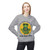 Brew Good Vibes Sweatshirt – Zen Gecko Bert meditating with coffee by Coo Coo’s Coffee Sport Grey Female Model