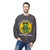 Brew Good Vibes Sweatshirt – Zen Gecko Bert meditating with coffee by Coo Coo’s Coffee Grey Male Model