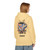 I Brew in Chaos Hoodie – Abstract coffee cup splatter art on fleece hoodie by Coo Coo’s Coffee, Yellow Haze Female Model