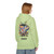 I Brew in Chaos Hoodie – Abstract coffee cup splatter art on fleece hoodie by Coo Coo’s Coffee, Pistachio Female Model