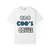 White unisex t-shirt with bold Coo Coo’s Coffee logo on front