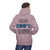 Paragon hoodie with large back print of the Coo Coo’s Coffee logo featuring blue paw-print style lettering. Male Model