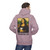 Paragon hoodie featuring a parody of the Mona Lisa holding a coffee cup with “The Mocha-Lisa” printed beneath. Male Model