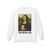 White sweatshirt featuring a parody of the Mona Lisa holding a coffee cup with the text “The Mocha-Lisa.”