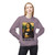 Paragon sweatshirt featuring a parody of the Mona Lisa holding a coffee cup with the text “The Mocha-Lisa.” Female Model