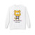 White sweatshirt featuring a wide-eyed cartoon cat with the phrase “My Last Nerve Just Quit” in bold black font.
