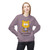 Paragon sweatshirt featuring a wide-eyed cartoon cat with the phrase “My Last Nerve Just Quit” in bold black font. Female Model