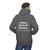 Charcoal-colored fleece hoodie with the phrase “#Small Batch of Friends… Coffee is compiling…” printed across the back. Male Model