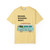 Yellow tee shirt with “Beans. Boards. Bert.” text and a cartoon VW van featuring Bert the gecko from Coo Coo’s Coffee.