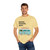 Yellow tee shirt with “Beans. Boards. Bert.” text and a cartoon VW van featuring Bert the gecko from Coo Coo’s Coffee. Male front