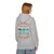 Retro surf van hoodie in sport grey color with ocean view graphic, reading “No Brakes Just Brew, female model back