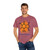 brown-orange tee shirt with caffeine molecule design labeled “Molecule of Madness – Fueled by Coo Coo’s Coffee”