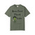 moss tee with frazzled green gecko (Bert) holding coffee cup and text “Brew First Think Later” – funny coffee shirt by Coo Coo’s Coffee