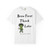 white t-shirt with a frazzled gecko holding coffee and the phrase “Brew First, Think Later – Fueled by Coo Coo’s Coffee”
