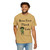 white t-shirt with a frazzled gecko holding coffee and the phrase “Brew First, Think Later – Fueled by Coo Coo’s Coffee”