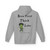 cement hoodie with frazzled green gecko holding a coffee cup and the text “Brew First, Think Later – Fueled by Coo Coo’s Coffee”