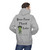 light gray hoodie with frazzled green gecko holding a coffee cup and the text “Brew First, Think Later – Fueled by Coo Coo’s Coffee”