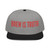 Black/Gray/Gray Snapback Hat – Brew Is Truth embroidery in bold red on black crown with gray visor, urban coffee culture snapback by Coo Coo’s Coffee.