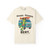 Beans. Boards. Bert. coffee t-shirt — surf gecko Bert with a retro aqua camper van and longboard printed on the front, ivory
