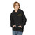 Model wearing black hoodie, front view, ‘For Every Kid.’ chest print