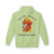 Pistachio hoodie back view with pixel-style squirrel graphic and text ‘More Than Awareness — It Deserves Action