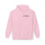 Light pink hoodie front view with small chest print ‘For Every Kid.