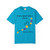 Saphire bravery beads tee lying flat with colorful bead-heart design and “Every Bead Tells a Story. Help Stop The Poke.” text.