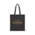 Black cotton tote bag with For Jaxen For Every Kid message and colorful bead wave, back view