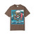 Jax Beach Surf Skull graphic tee in brown color by Coo Coo’s Coffee