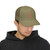 Happy Face Richardson 112 trucker hat in loden olive worn by model - red embroidered smiley icon by Coo Coos Coffee