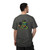 Back of the 誤差 404 tee — Bert the gecko in sunglasses and a cap, sitting in a camp chair coding on a laptop with a mug of coffee on a side table beside him — Coo Coo's Coffee programmer tee.