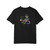 Back of the 誤差 404 tee — Bert the gecko in sunglasses and a cap, sitting in a camp chair coding on a laptop with a mug of coffee on a side table beside him — Coo Coo's Coffee programmer tee.
