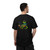 Back of the $ make coffee tee — Bert the gecko in sunglasses and a cap, sitting in a camp chair coding on a laptop with a mug of coffee on a side table beside him — Coo Coo's Coffee programmer tee.
