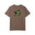 Back of the Hello Coffee in C++ tee — Bert the gecko in sunglasses and a cap, sitting in a camp chair coding on a laptop with a mug of coffee on a side table beside him — Coo Coo's Coffee programmer tee.