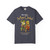 More Coffee, More Cowbell coffee t-shirt — cartoon gecko Bert playing cowbell on a Havana coffee tour printed on the front, navy