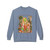 Porch Swings & Pumpkin Spice coffee crewneck sweatshirt — cozy porch swing and pumpkin-spice, warm autumn art printed on the front, stone blue