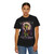 Person wearing the Bertula ‘Blood Type: Espresso’ black coffee t-shirt from Coo Coo’s Coffee, female, black tee