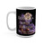 Close-up of the Bertula the vampire gecko, “Blood Type: Espresso” artwork on the Bertula ‘Blood Type: Espresso’ 15oz mug