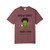 Brew First, Think Later coffee t-shirt — gecko Bert brewing, “brew first, think later” printed on the front brick