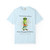 Powered by Coffee & Mild Disappointment coffee t-shirt — deadpan gecko Bert, “coffee and mild disappointment” printed on the front, chambray